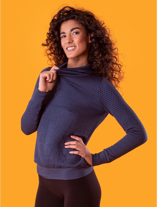 SWEATSHIRT AUS MIKROFASER DRYARN MIT KAPUZE - BLAU