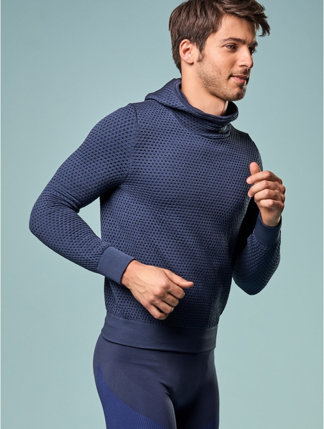 FELPA DRYARN CON CAPPUCCIO - BLU