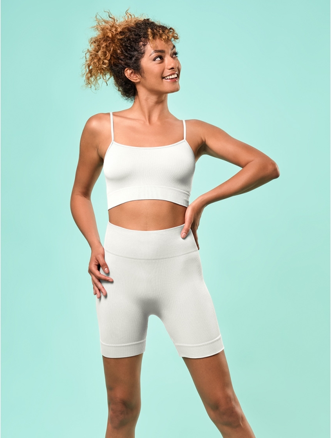 LEGGINGS CICLISTA A COSTINE - IVORY
