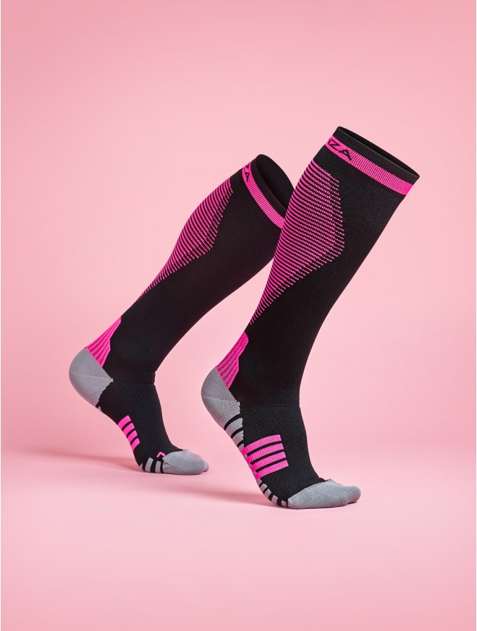 CALZA A COMPRESSIONE LUNGA RUN NERO FUXIA