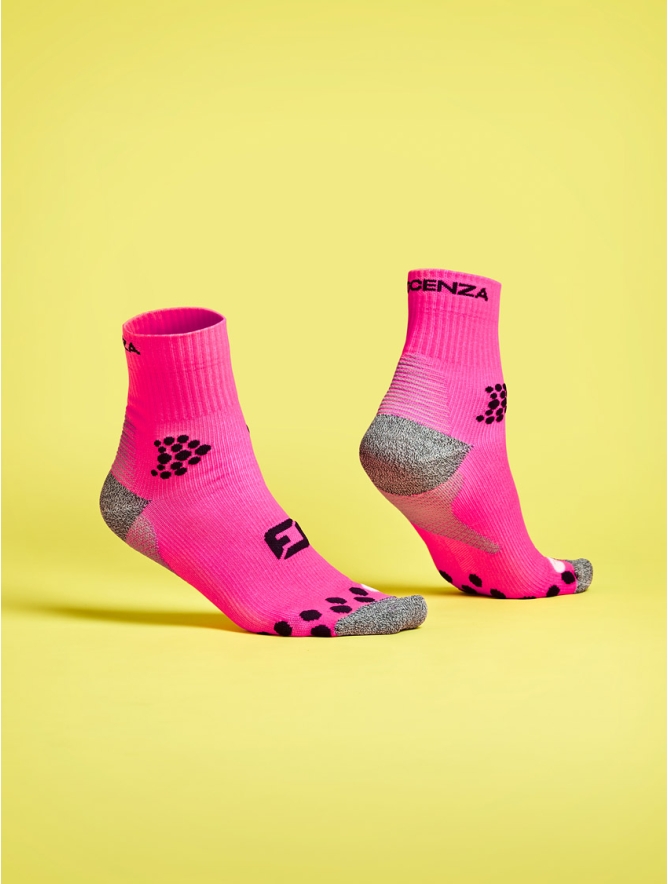 CALZINO CICLISTA CARDIORUN NERO FUXIA
