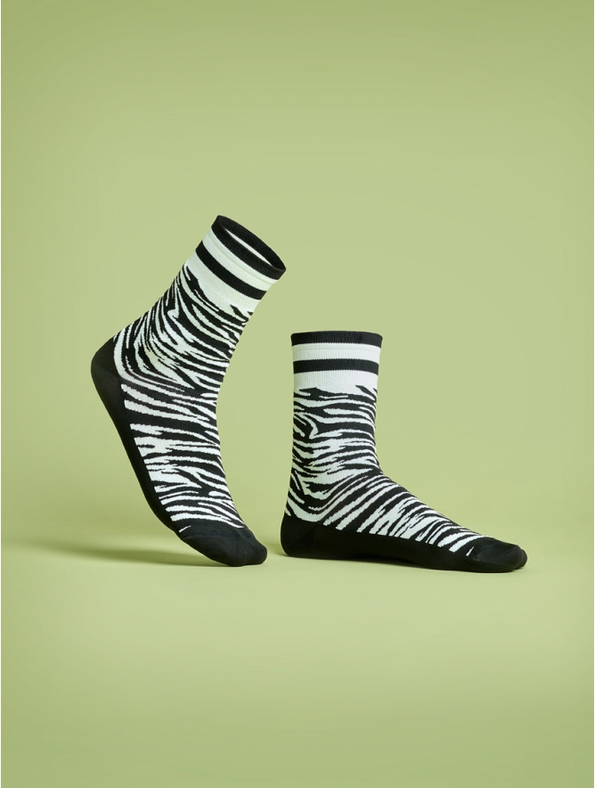 CALZINO CICLISTA ZEBRA NERO