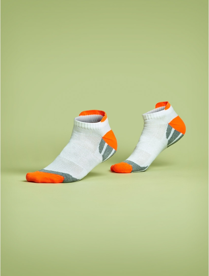 CALZINO FANTASMINO TECNICO FLU BIANCO/ARANCIO FLUO