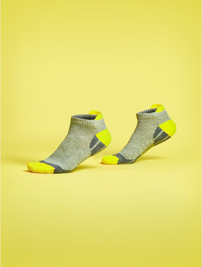 CALZINO FANTASMINO TECNICO FLU GRIGIO/GIALLO FLUO