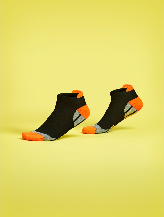 CALZINO FANTASMINO TECNICO FLU NERO/ARANCIO FLUO