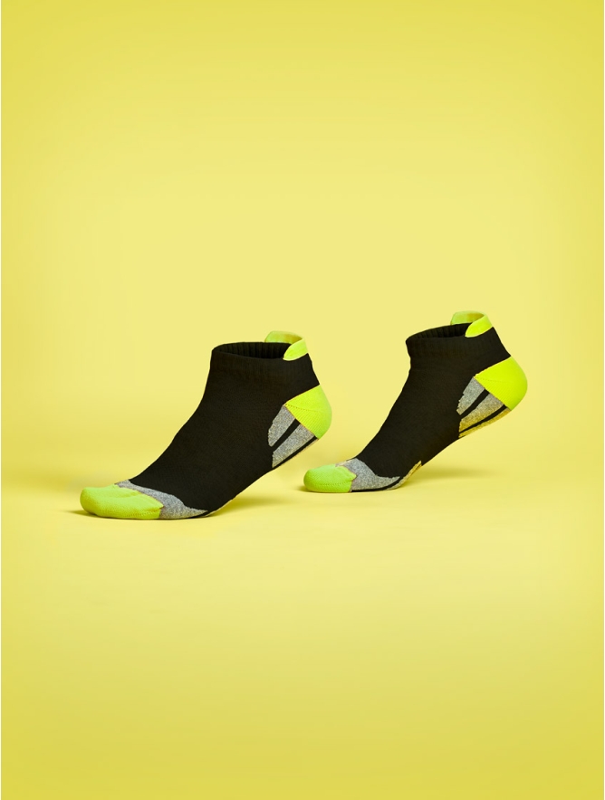 CALZINO FANTASMINO TECNICO FLU NERO/GIALLO FLUO
