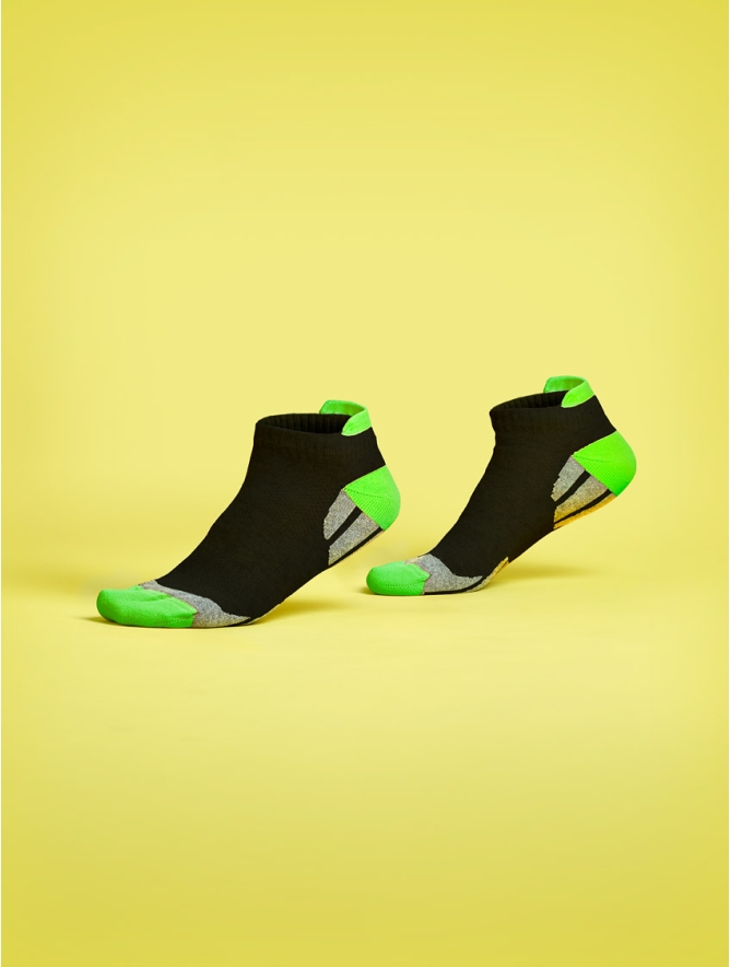 CALZINO FANTASMINO TECNICO FLU NERO/VERDE FLUO