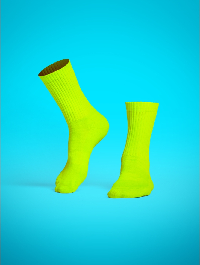 CALZINO TENNIS GIALLO FLUO'
